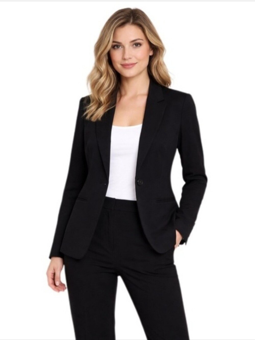 NWT: Black PinStriped Women's Tailored Blazer - Classic Single-Button Jacket 16W